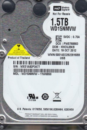 WD15NMVW-11W68S0, DCM HHCVJBKB, Western Digital 1.5TB USB 2.5 Hard Drive
